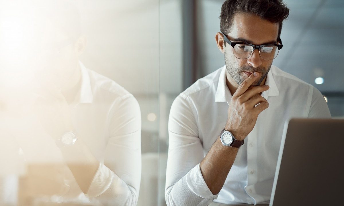 Business man looking thoughful