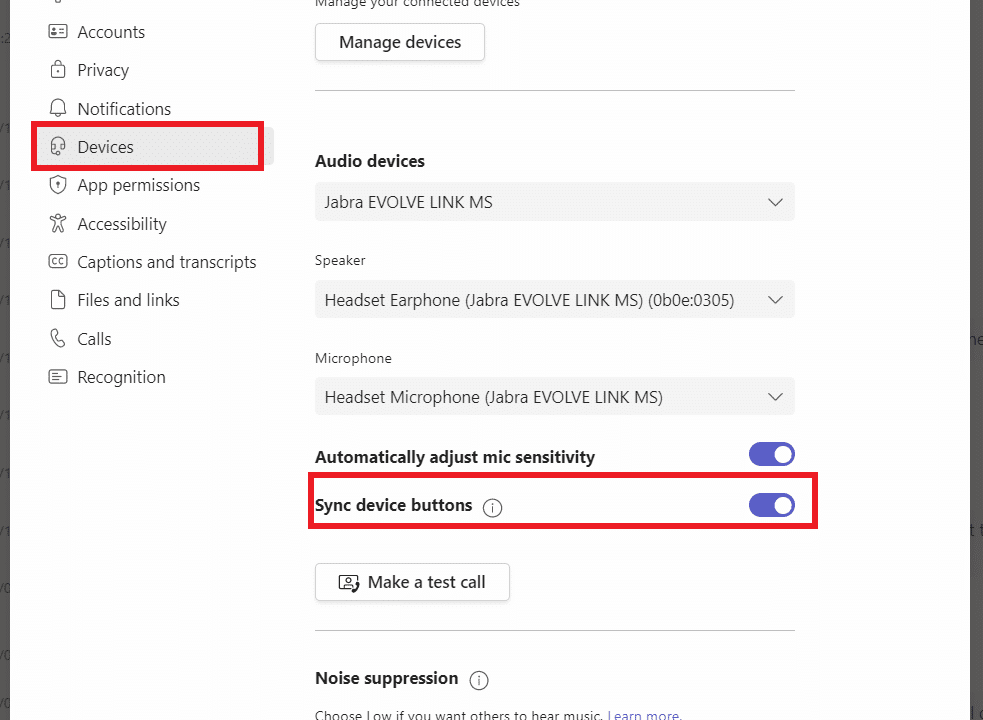 Sync device buttons in Microsoft Teams