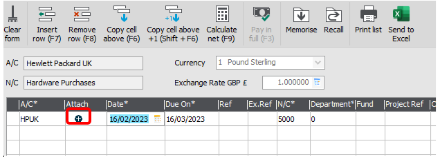 How do I add an attachment on Sage 50